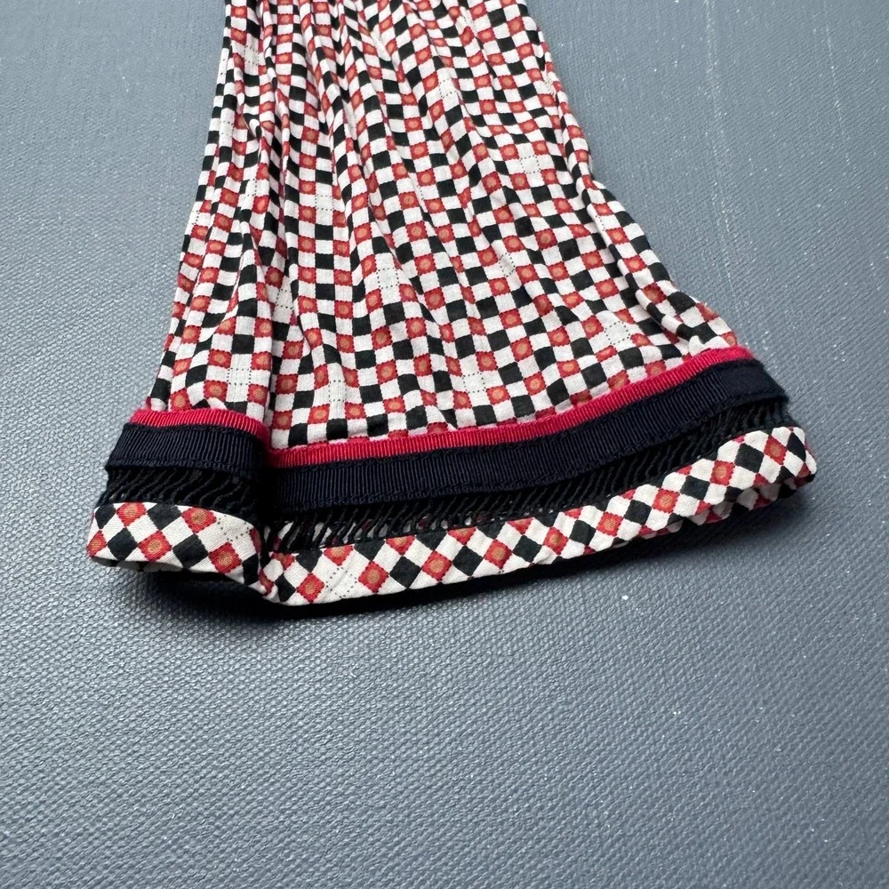 Tory Burch Women's Size 8 Printed Tunic Top Red Black White Long Sleeve Blouse